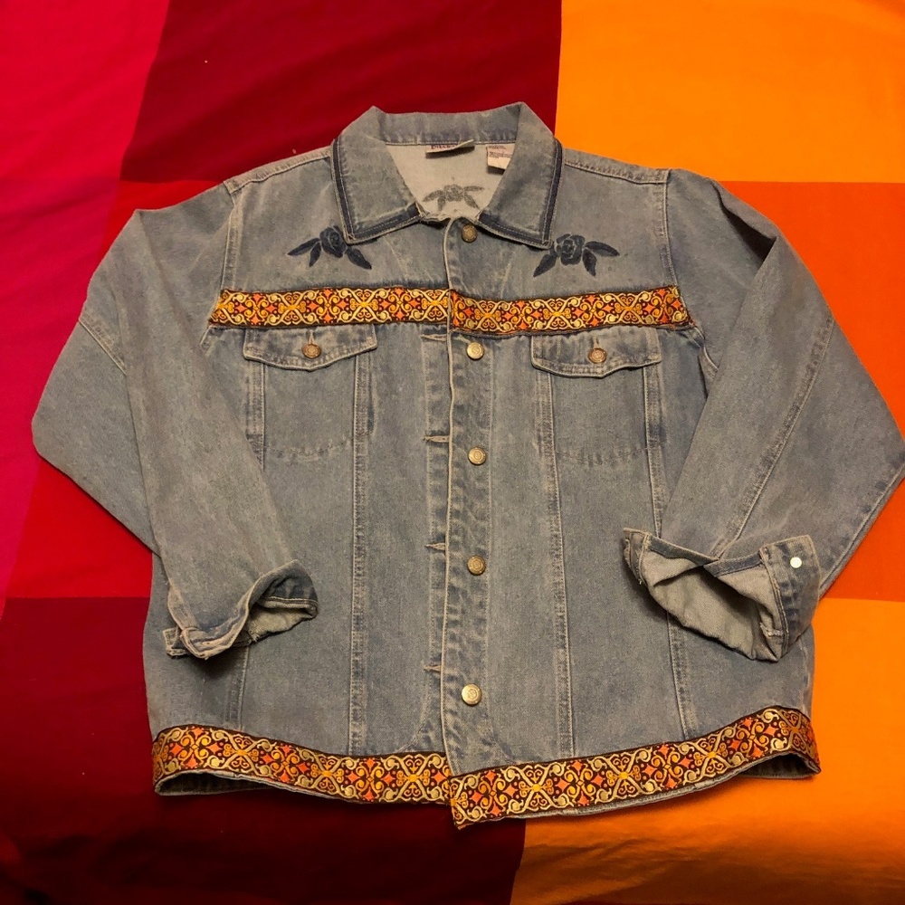 Custom-decorated jean jacket - one of a kind